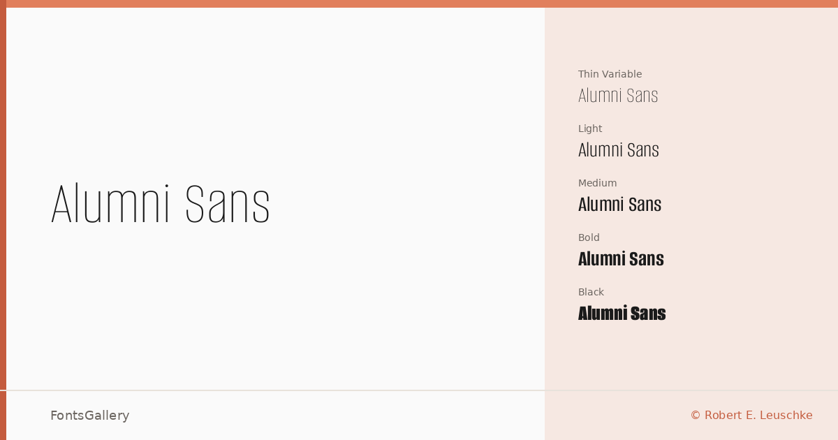 Alumni Sans font family banner