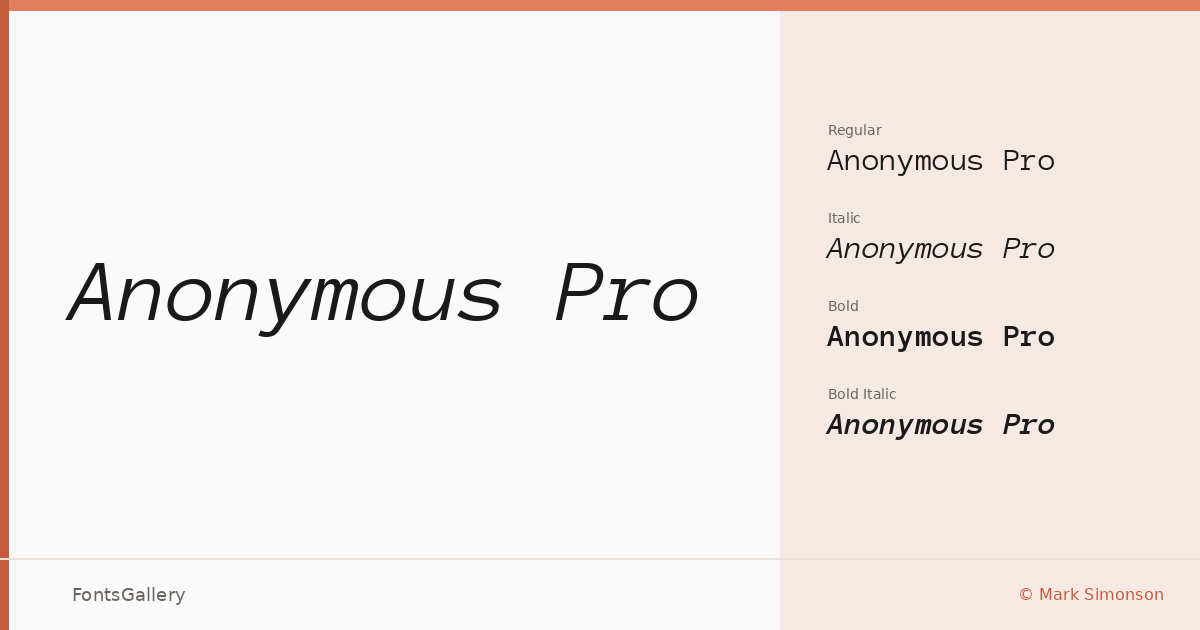 Anonymous Pro font family banner