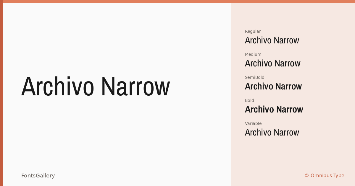 Archivo Narrow font family banner