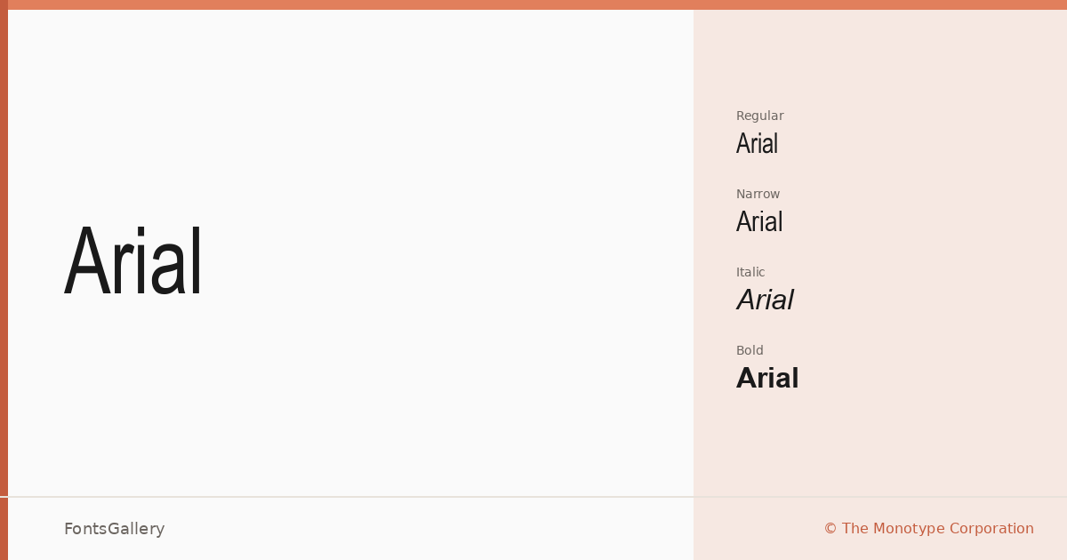 Arial font family banner