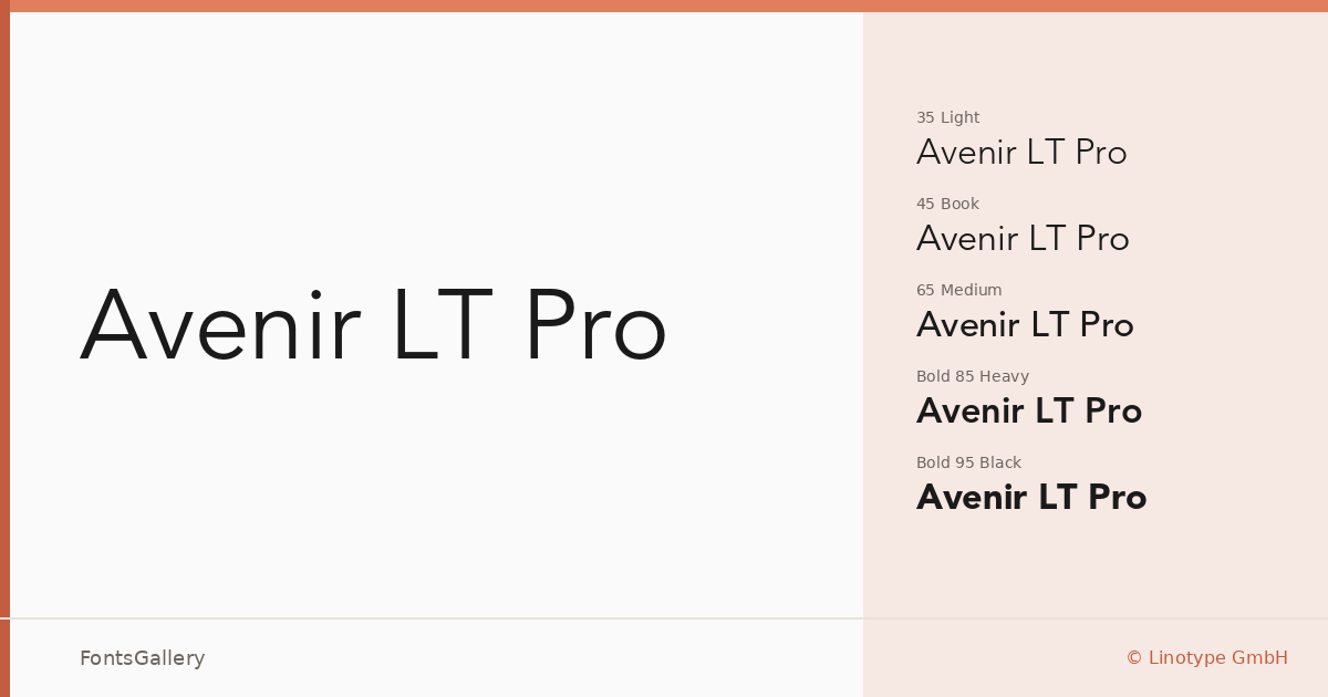 Avenir LT Pro font family banner