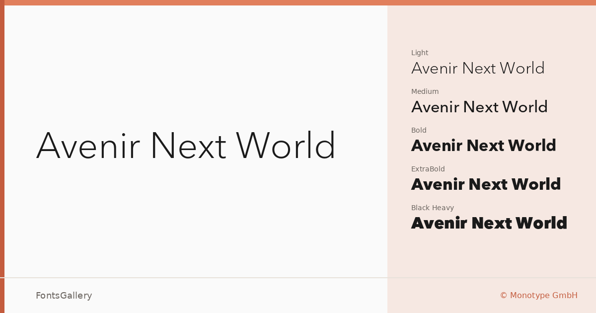 Avenir Next World font family banner