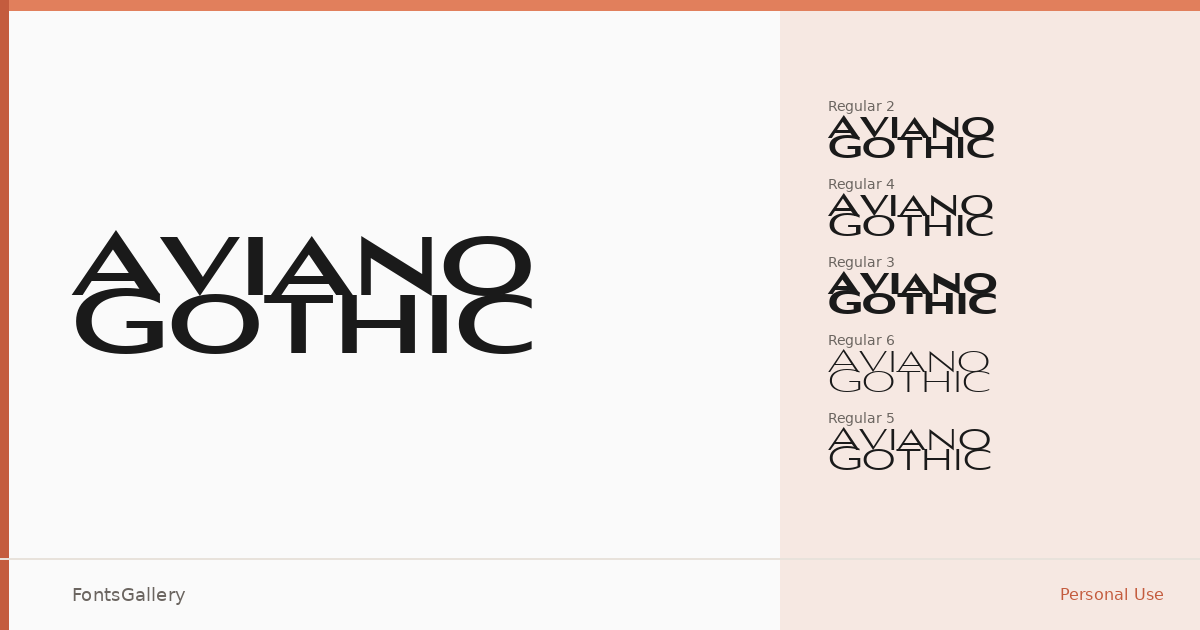 Aviano Gothic font family banner