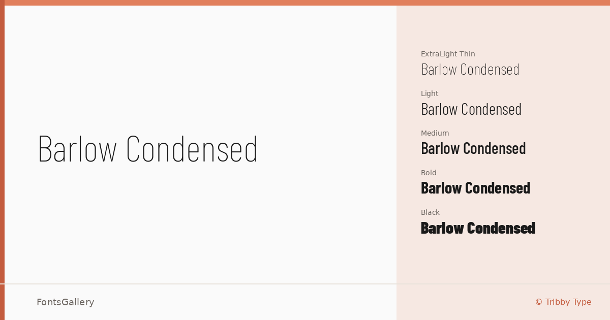 Barlow Condensed font family banner