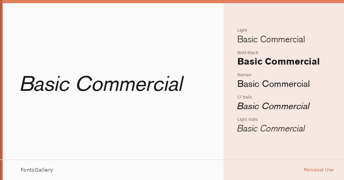 Basic Commercial font family banner
