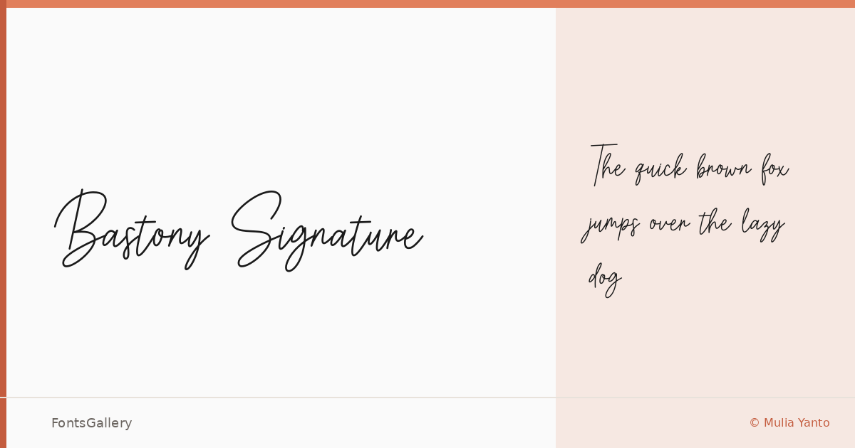 Bastony Signature font family banner