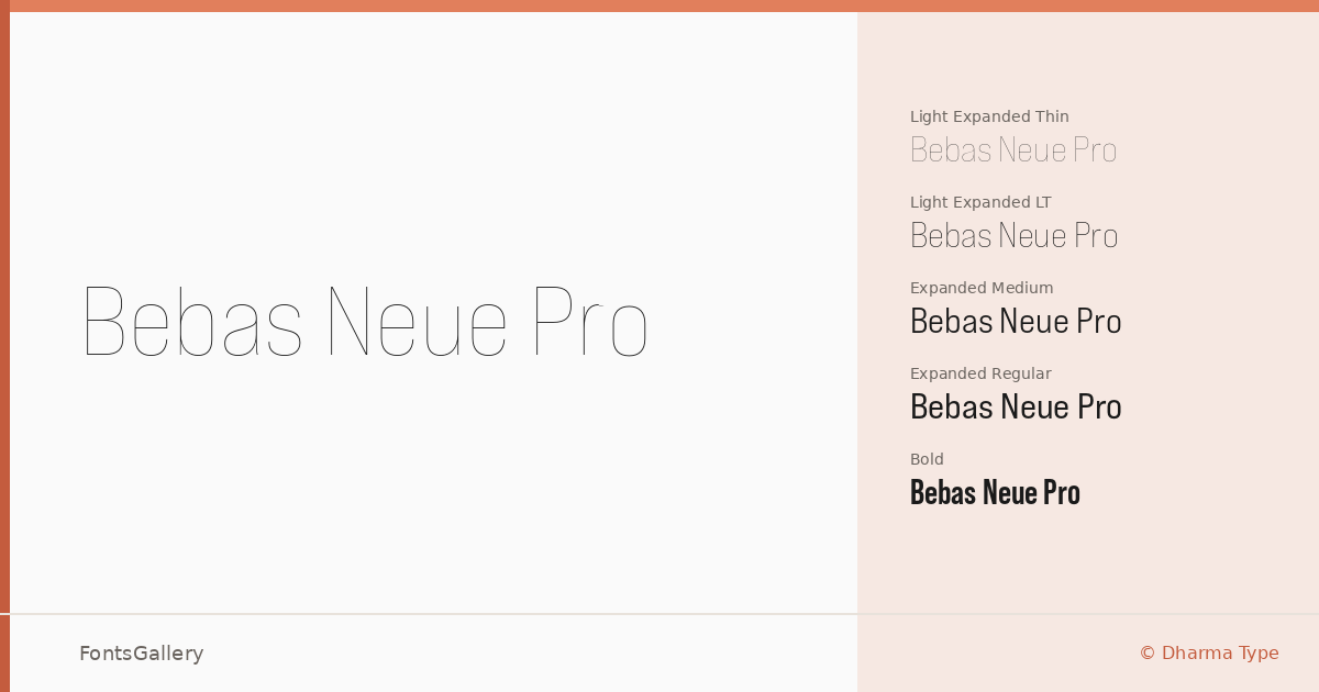 Bebas Neue Pro font family banner