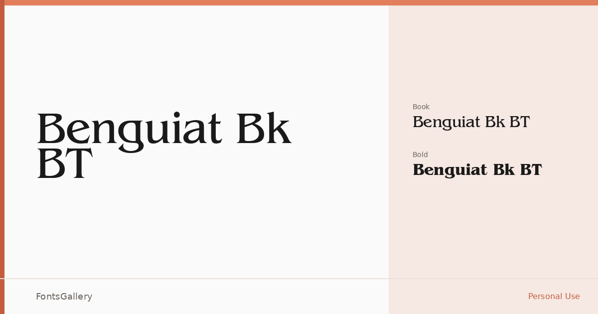 Benguiat Bk BT font family banner