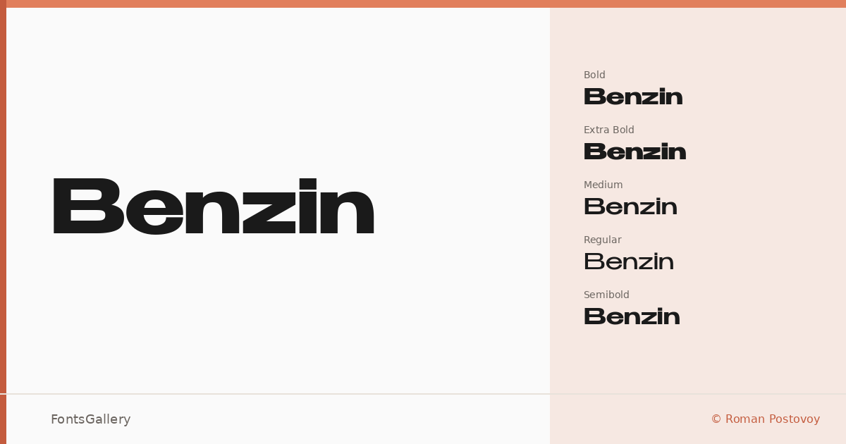 Benzin font family banner