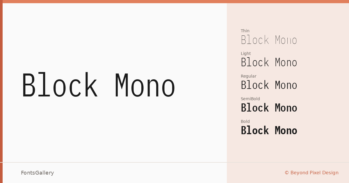 Block Mono font family banner