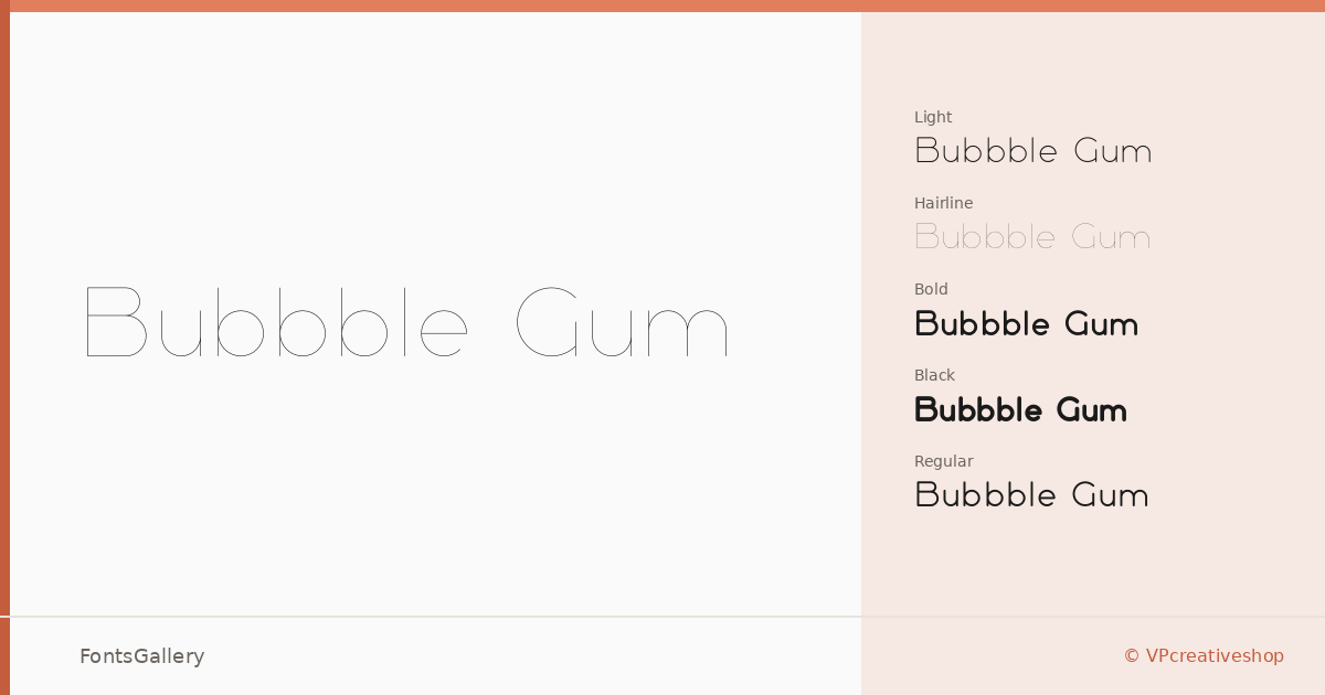 Bubbble Gum font family banner