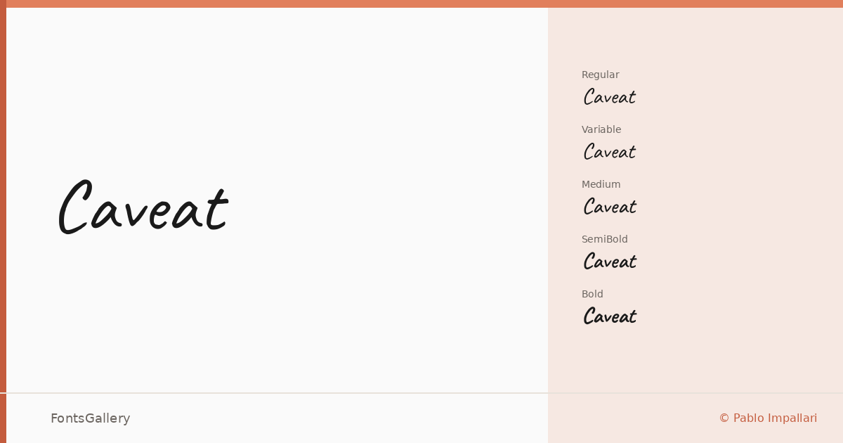 Caveat font family banner