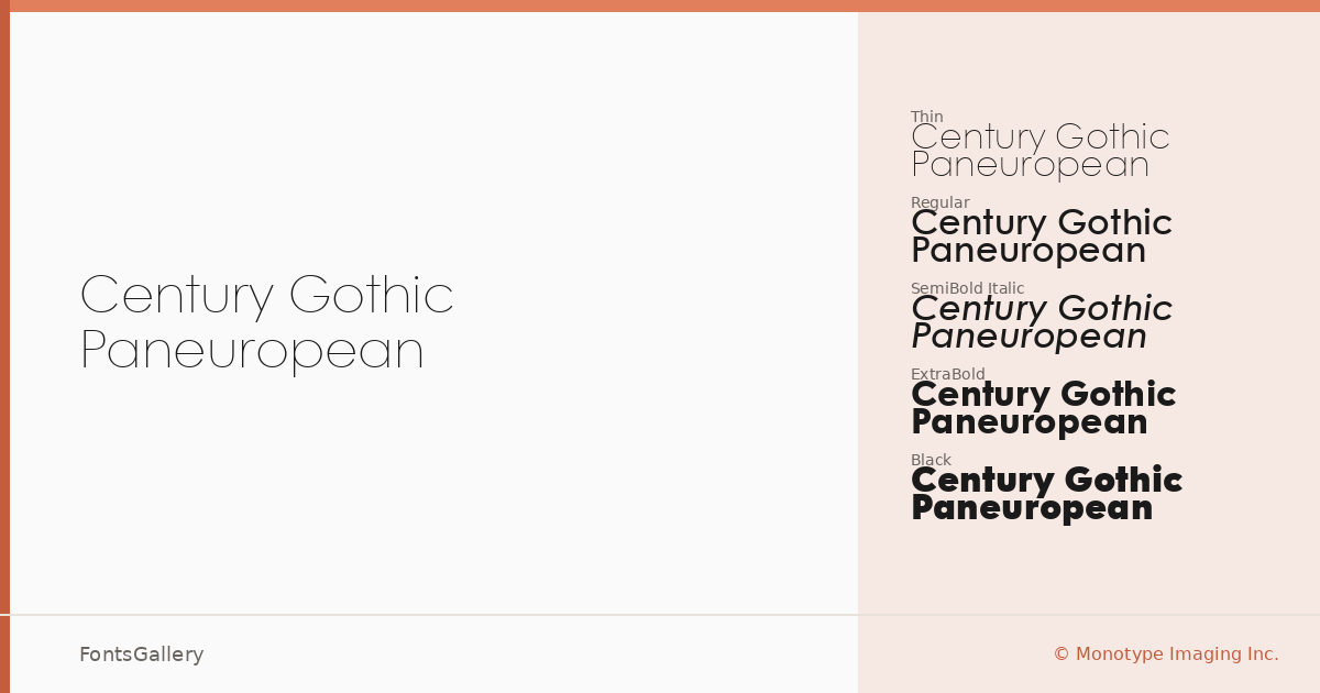 Century Gothic Paneuropean font family banner