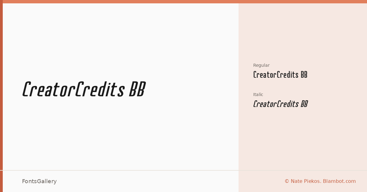 CreatorCredits BB font family banner