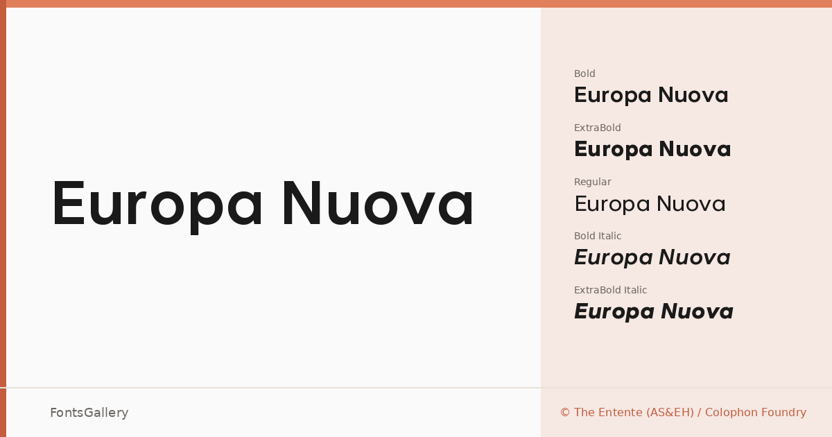 Europa Nuova font family banner
