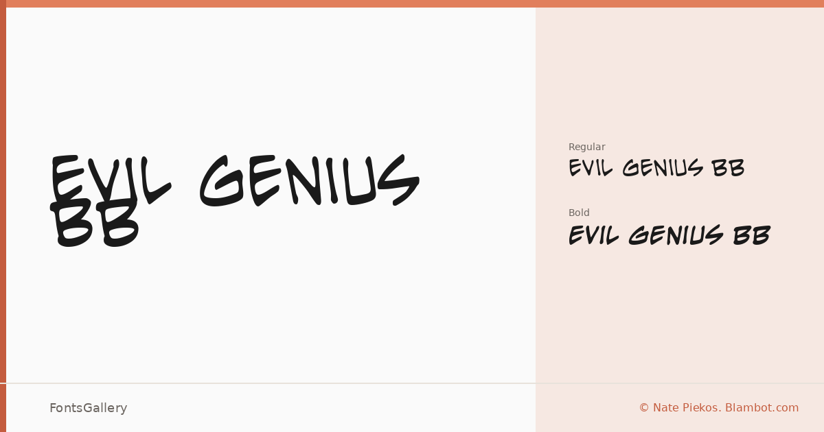 Evil Genius BB font family banner