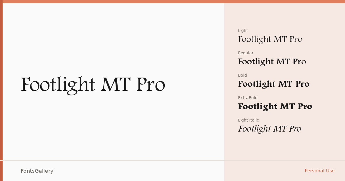 Footlight MT Pro font family banner