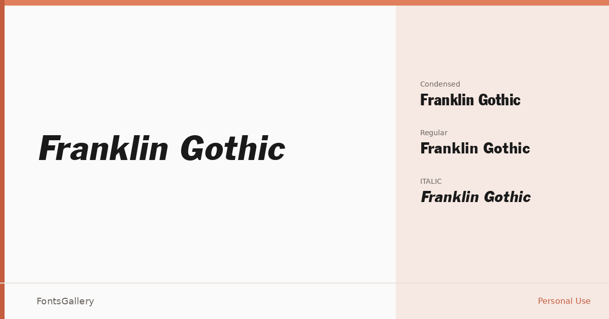 Franklin Gothic font family banner