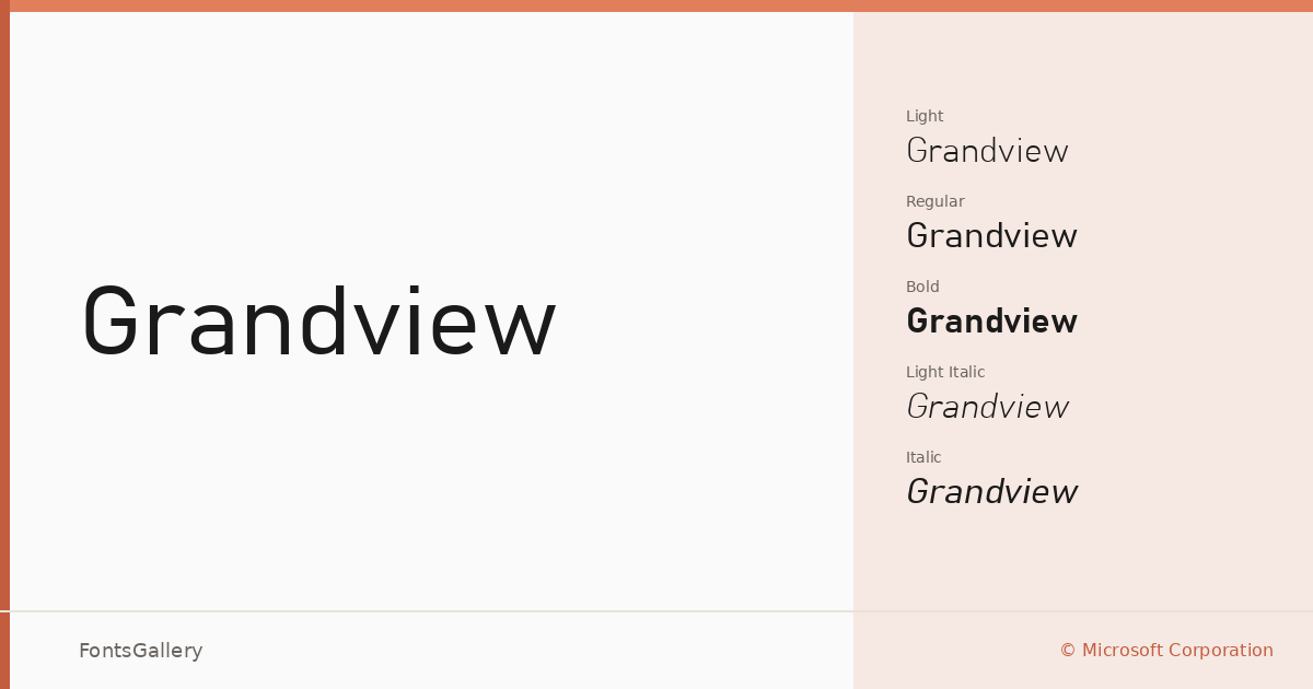 Grandview font family banner