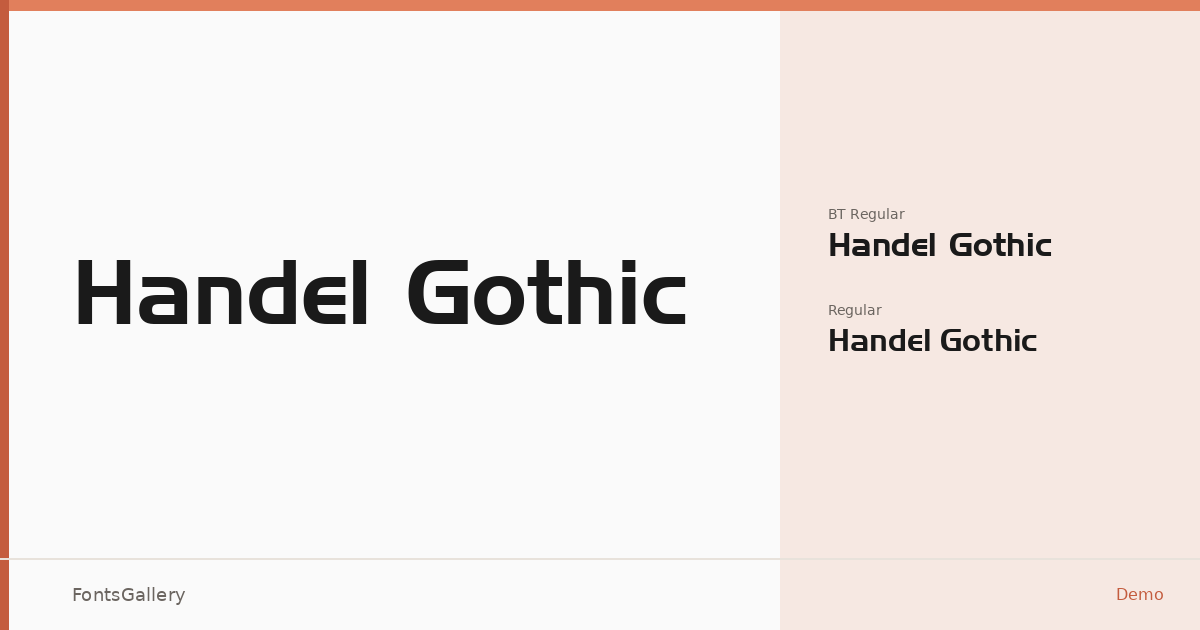 Handel Gothic font family banner