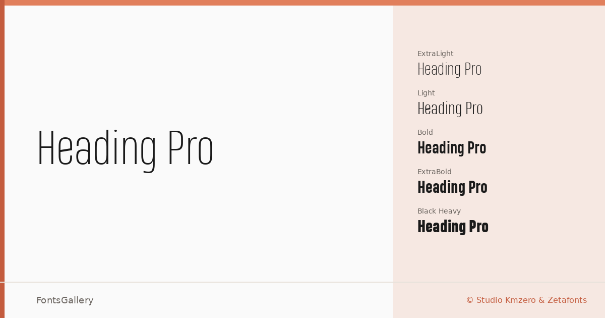 Heading Pro font family banner