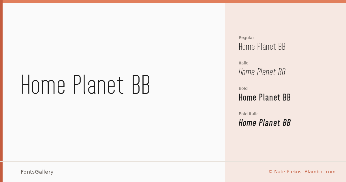 Home Planet BB font family banner