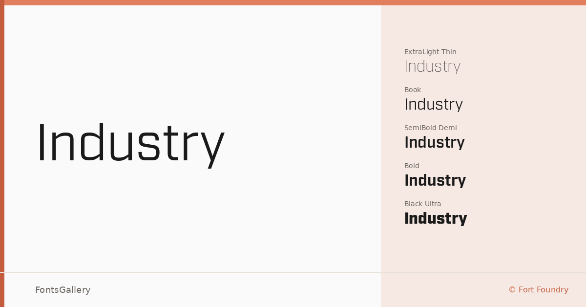 Industry font family banner