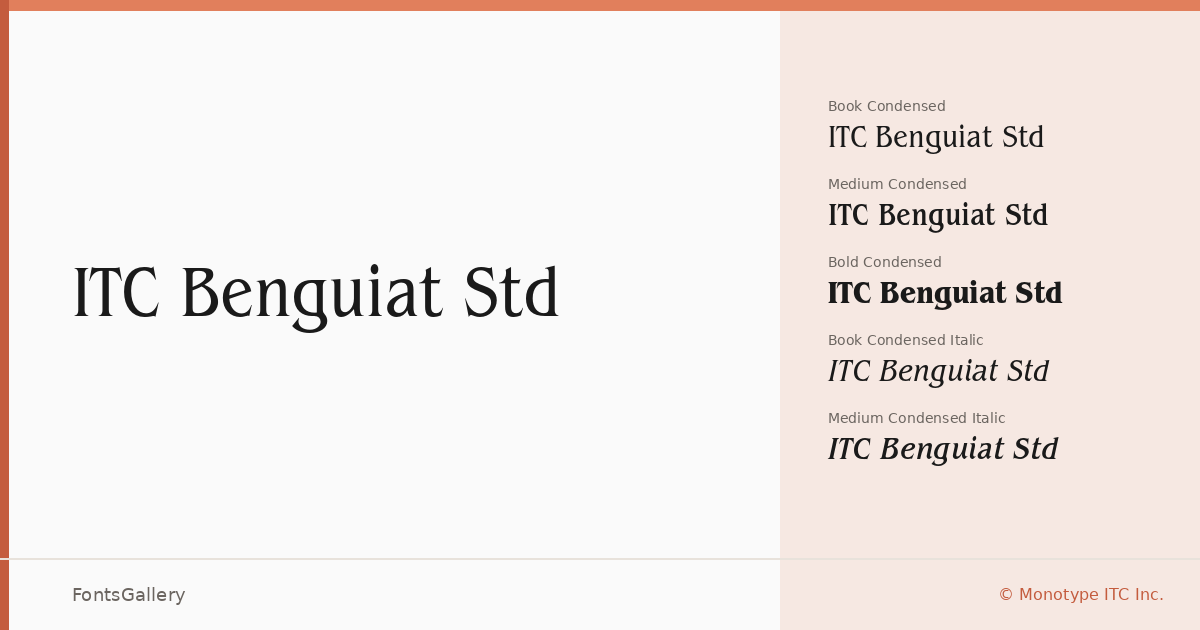 ITC Benguiat Std font family banner