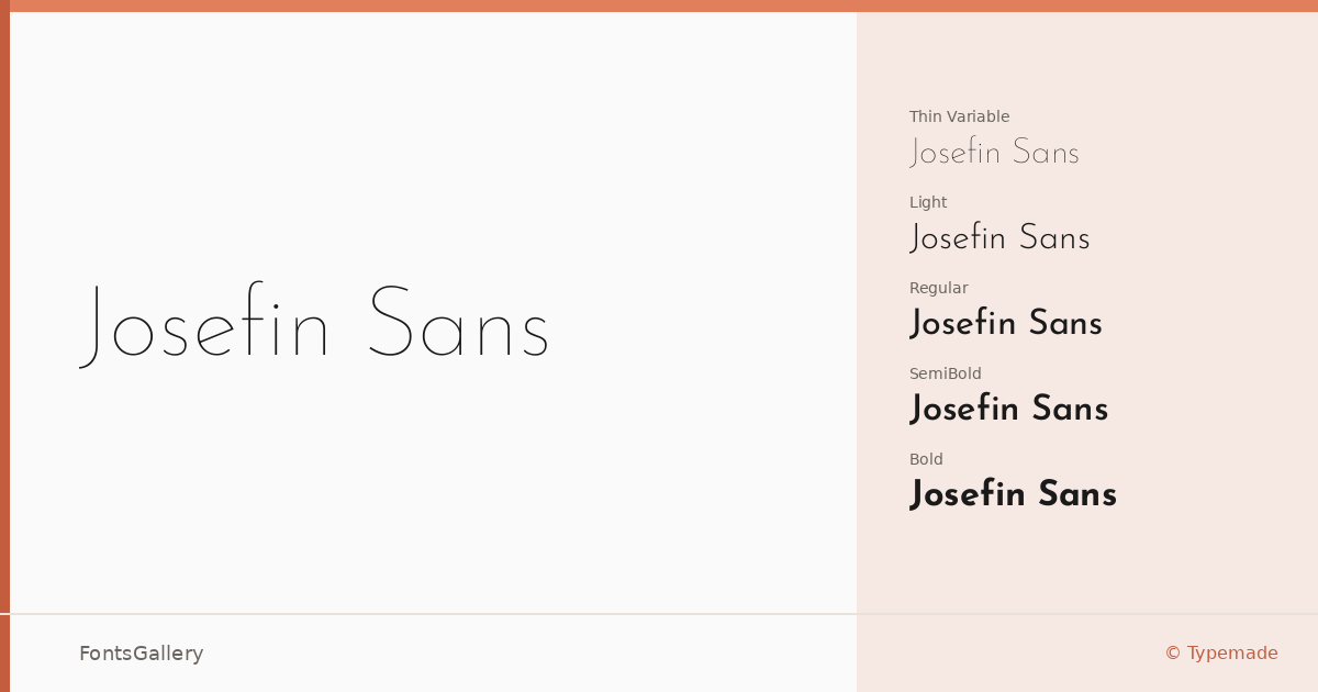 Josefin Sans font family banner
