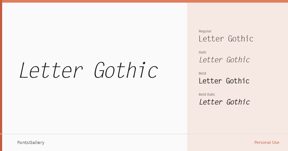 Letter Gothic font family banner