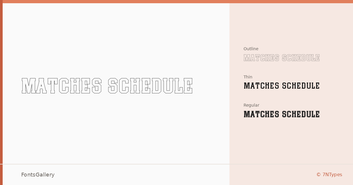 Matches Schedule font family banner