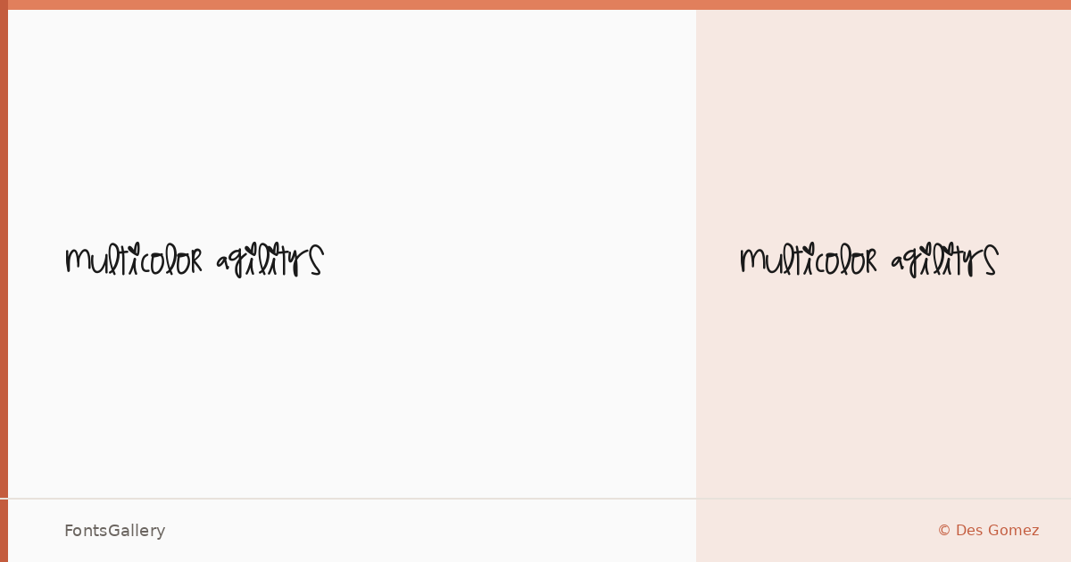 Multicolor Agilitys font family banner