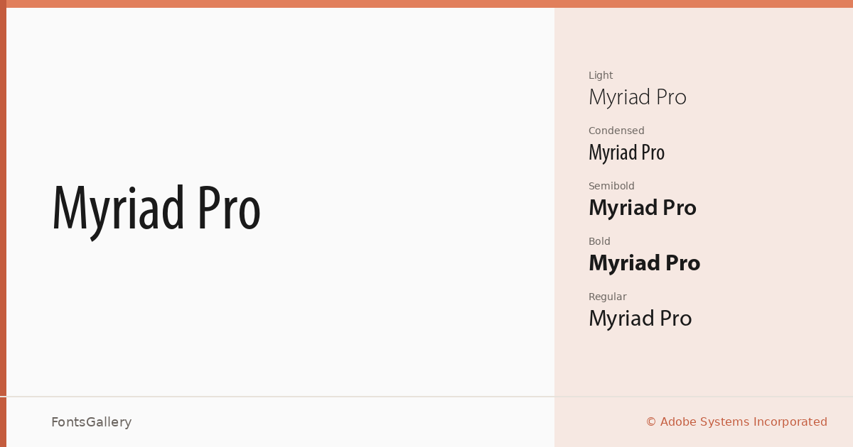 Myriad Pro font family banner