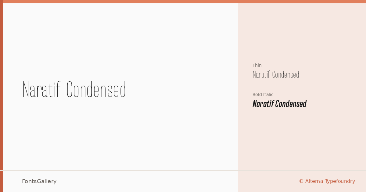 Naratif Condensed font family banner