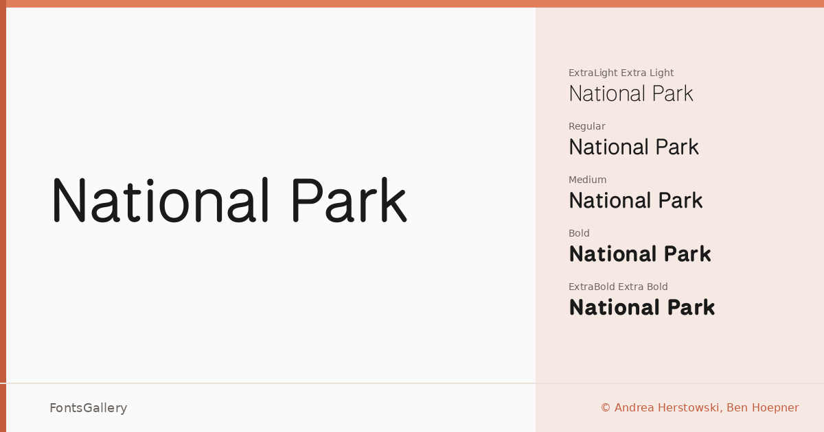 National Park font family banner
