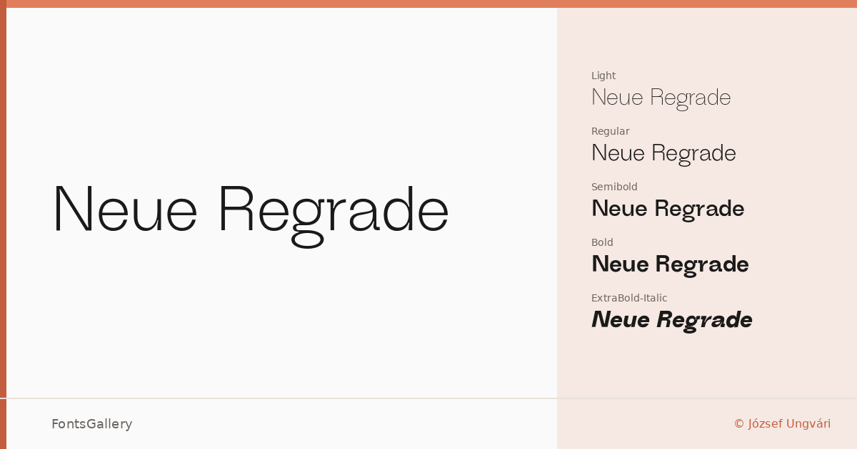 Neue Regrade font family banner