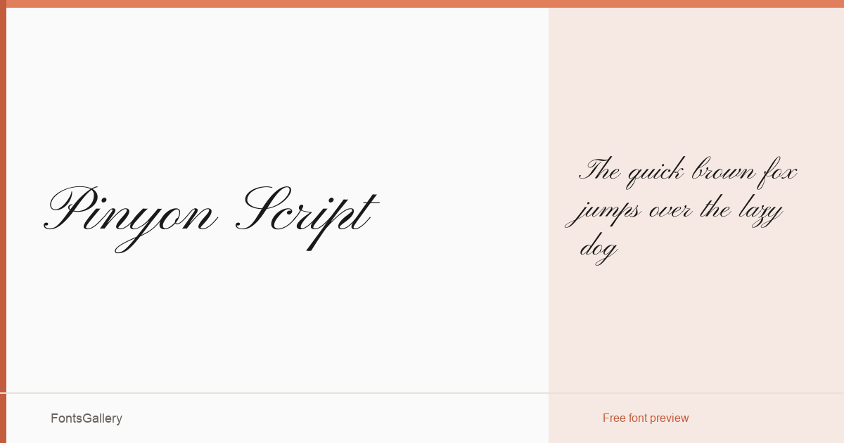 Pinyon Script font family banner