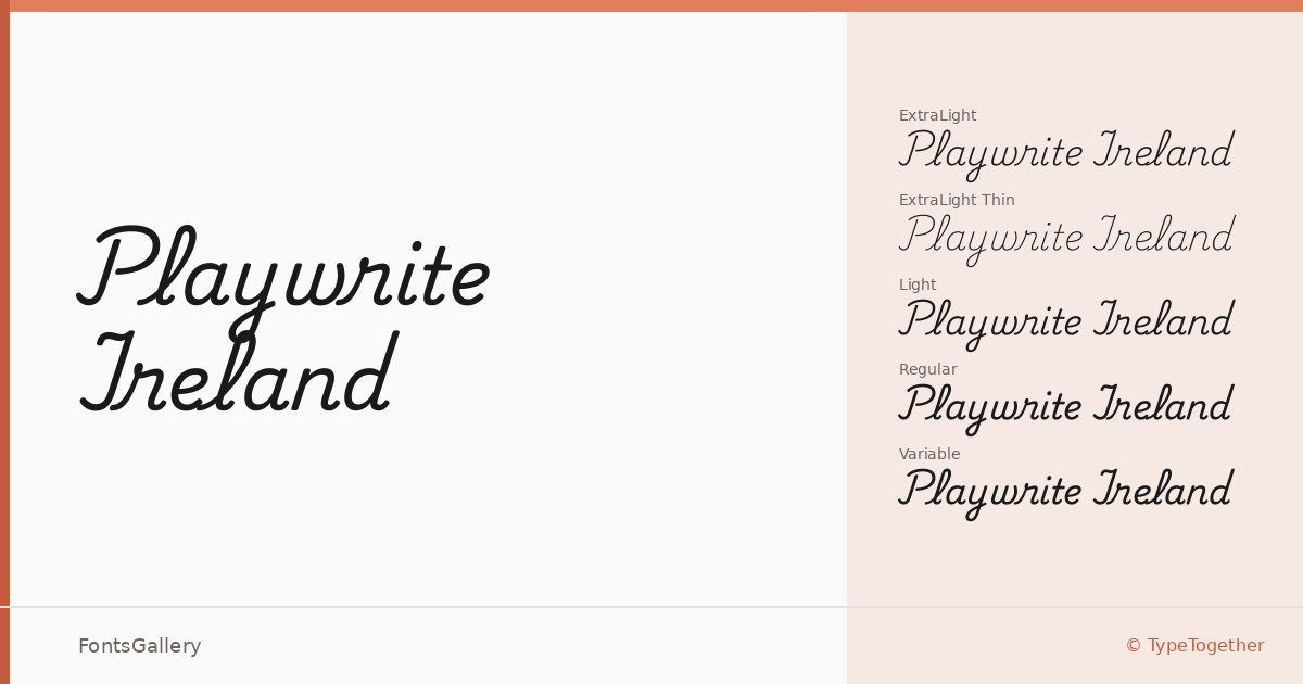 Playwrite Ireland font family banner