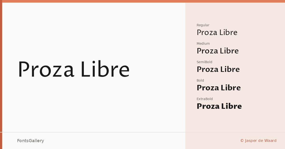 Proza Libre font family banner