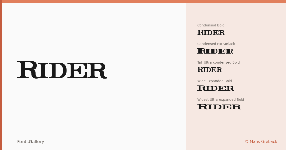 Rider font family banner