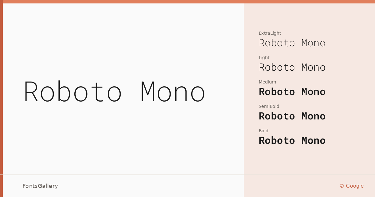 Roboto Mono font family banner