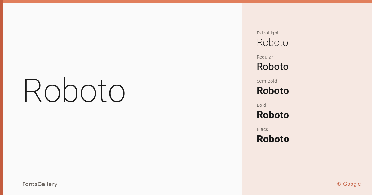 Roboto font family banner