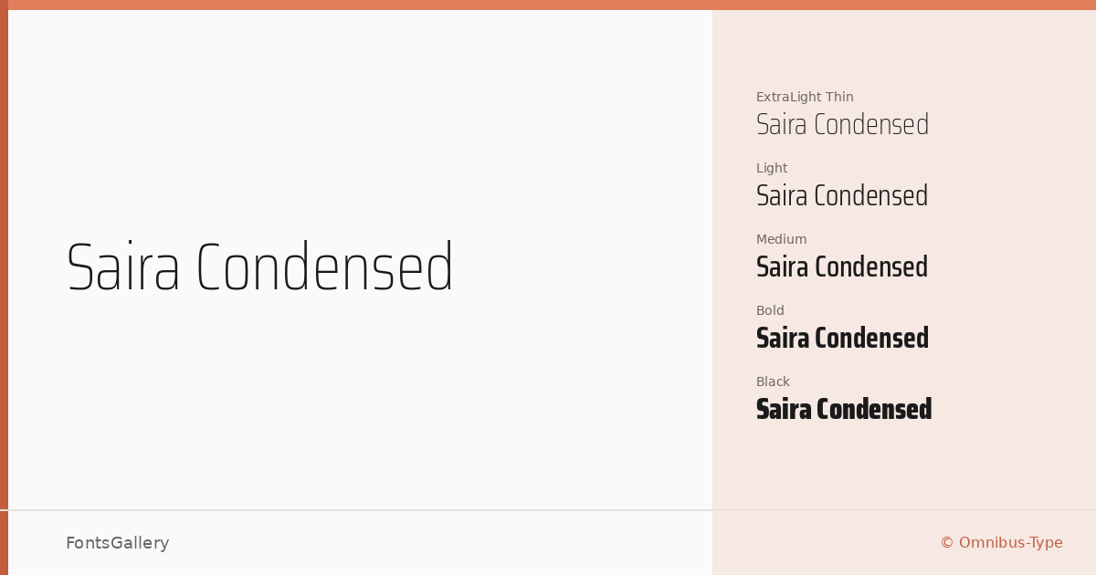 Saira Condensed font family banner