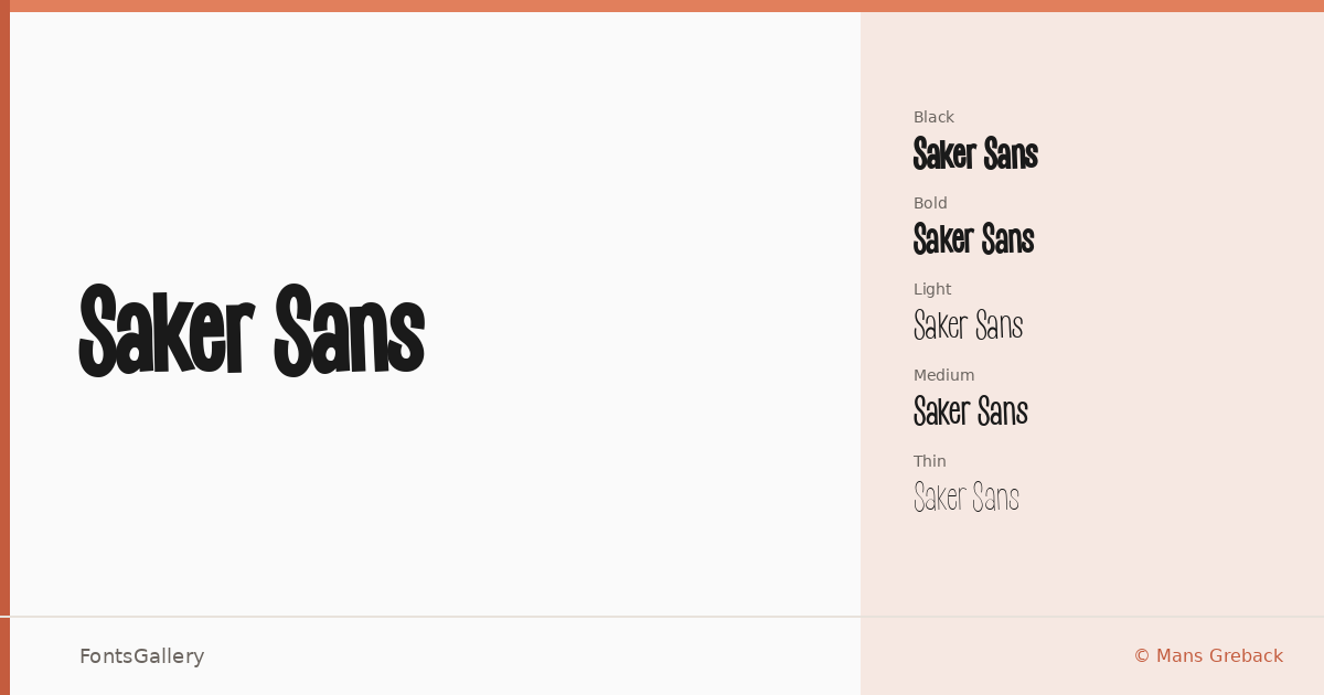 Saker Sans font family banner