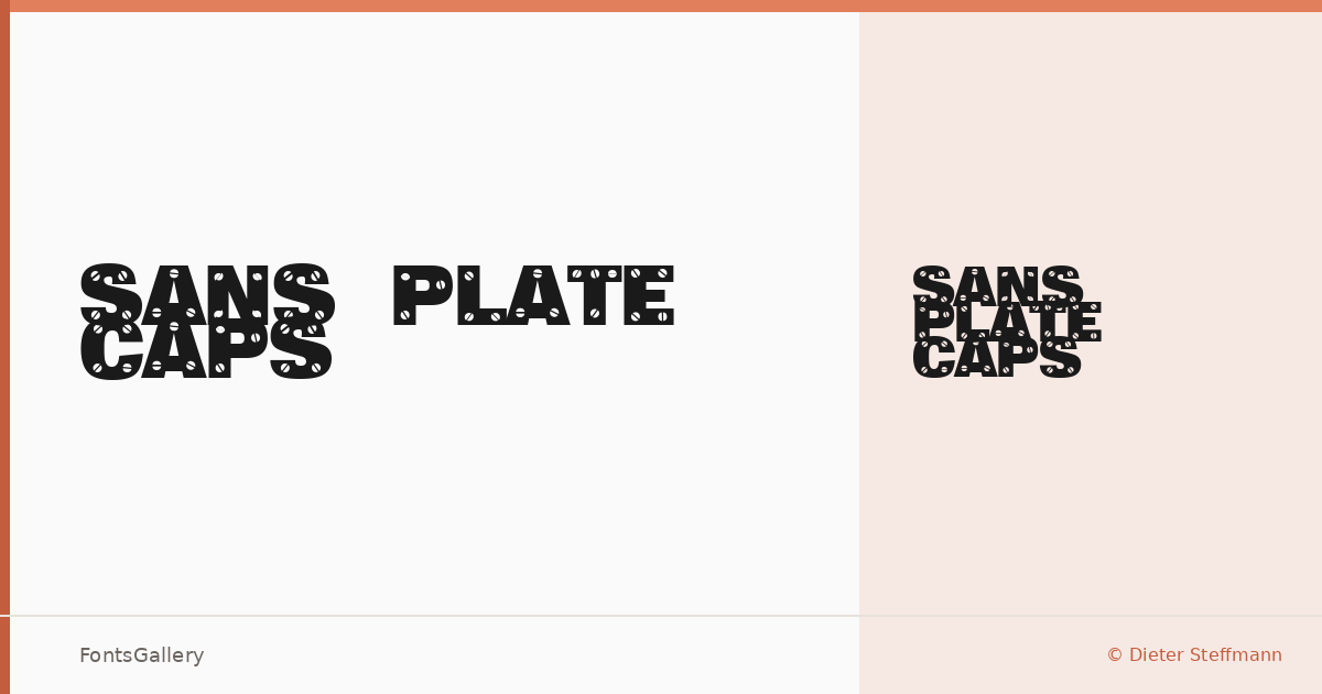 Sans Plate Caps font family banner