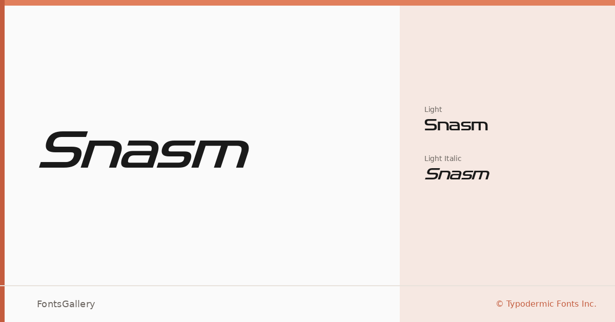 Snasm font family banner