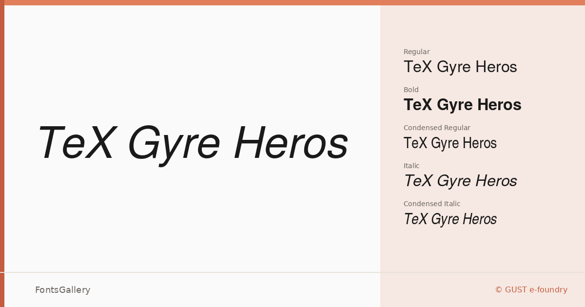 TeX Gyre Heros font family banner