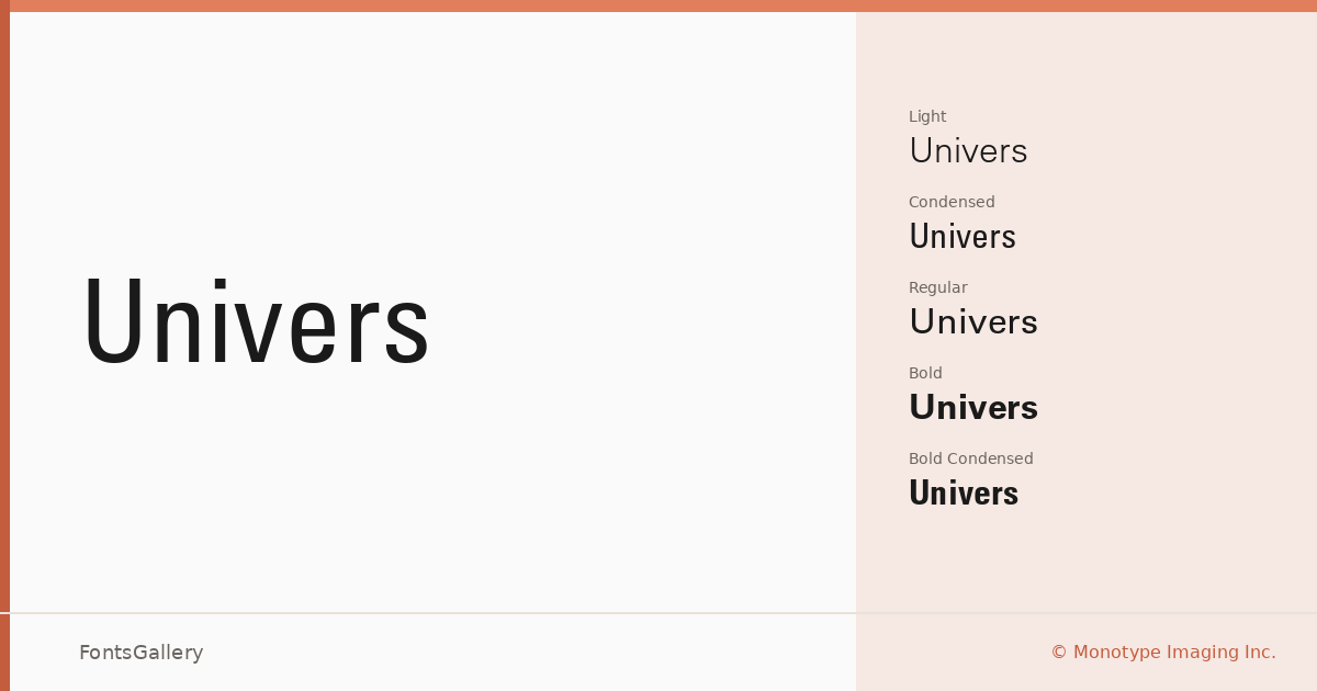 Univers font family banner