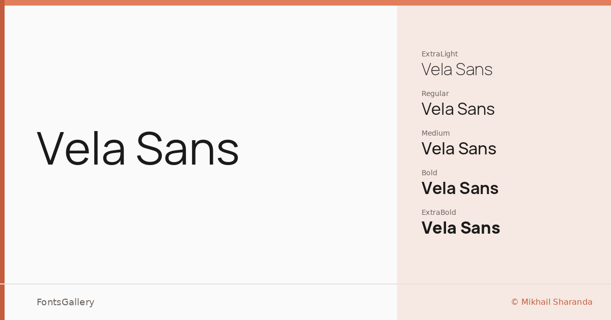 Vela Sans font family banner
