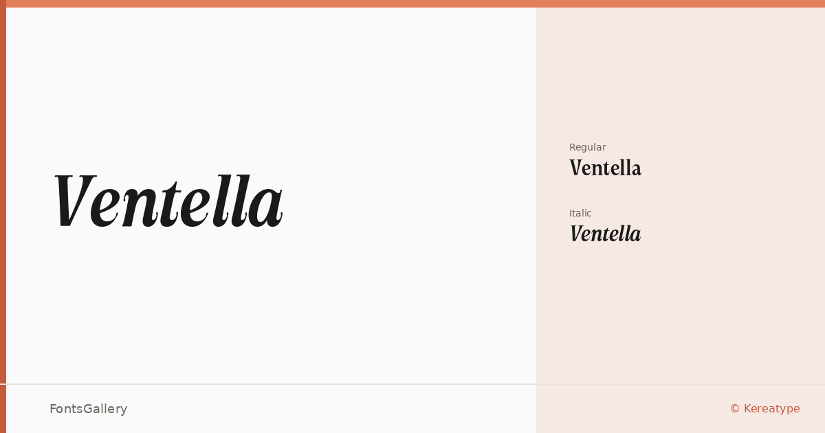 Ventella font family banner